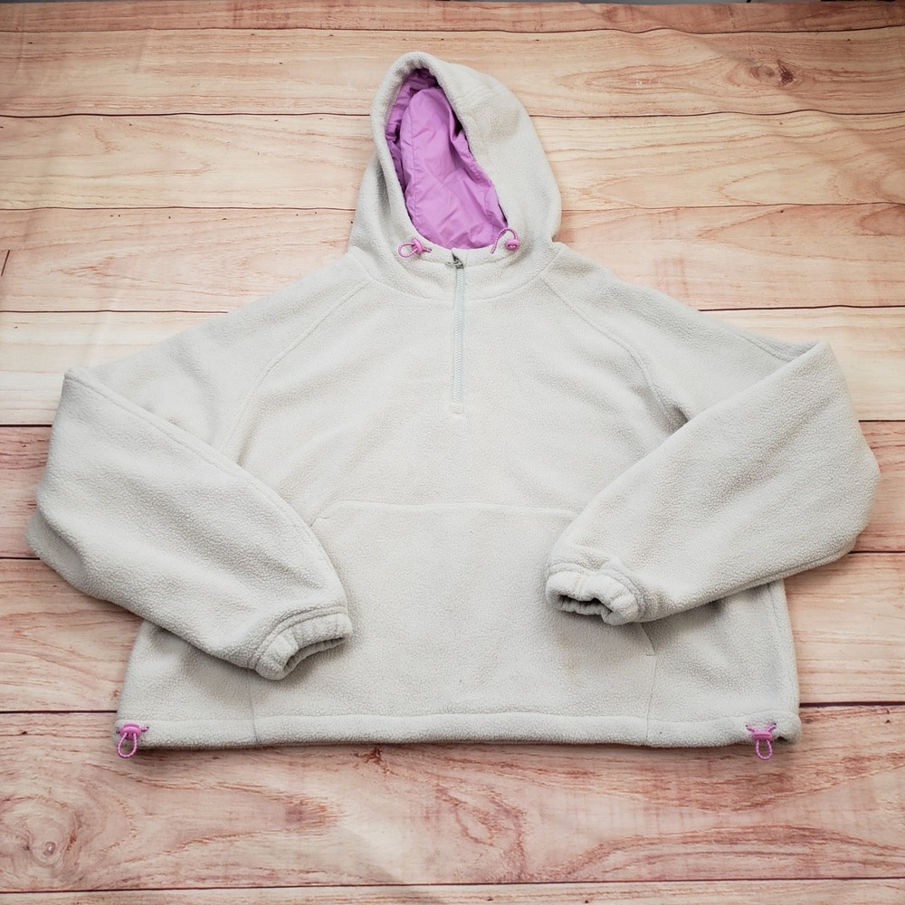 Outdoor Voices MegaFleece Half-Zip Hoodie Womens XXL Cream Purple Pullover 2XL